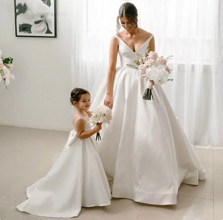 Customised High-quality white Flower Girl Dress in Australia