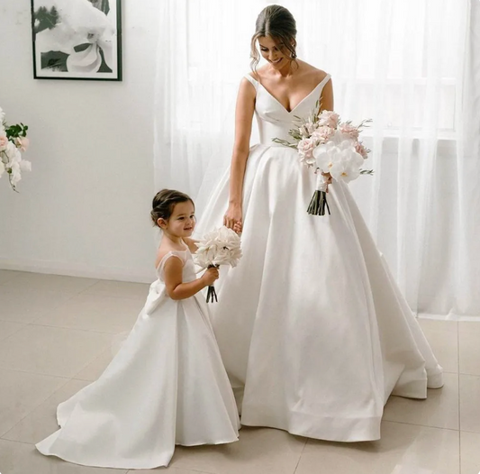 Customised High-quality white Flower Girl Dress in Australia