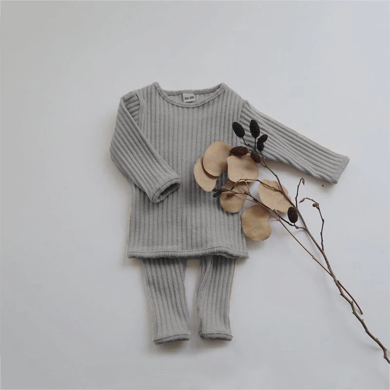 Ribbed Set- Grey - mamasame