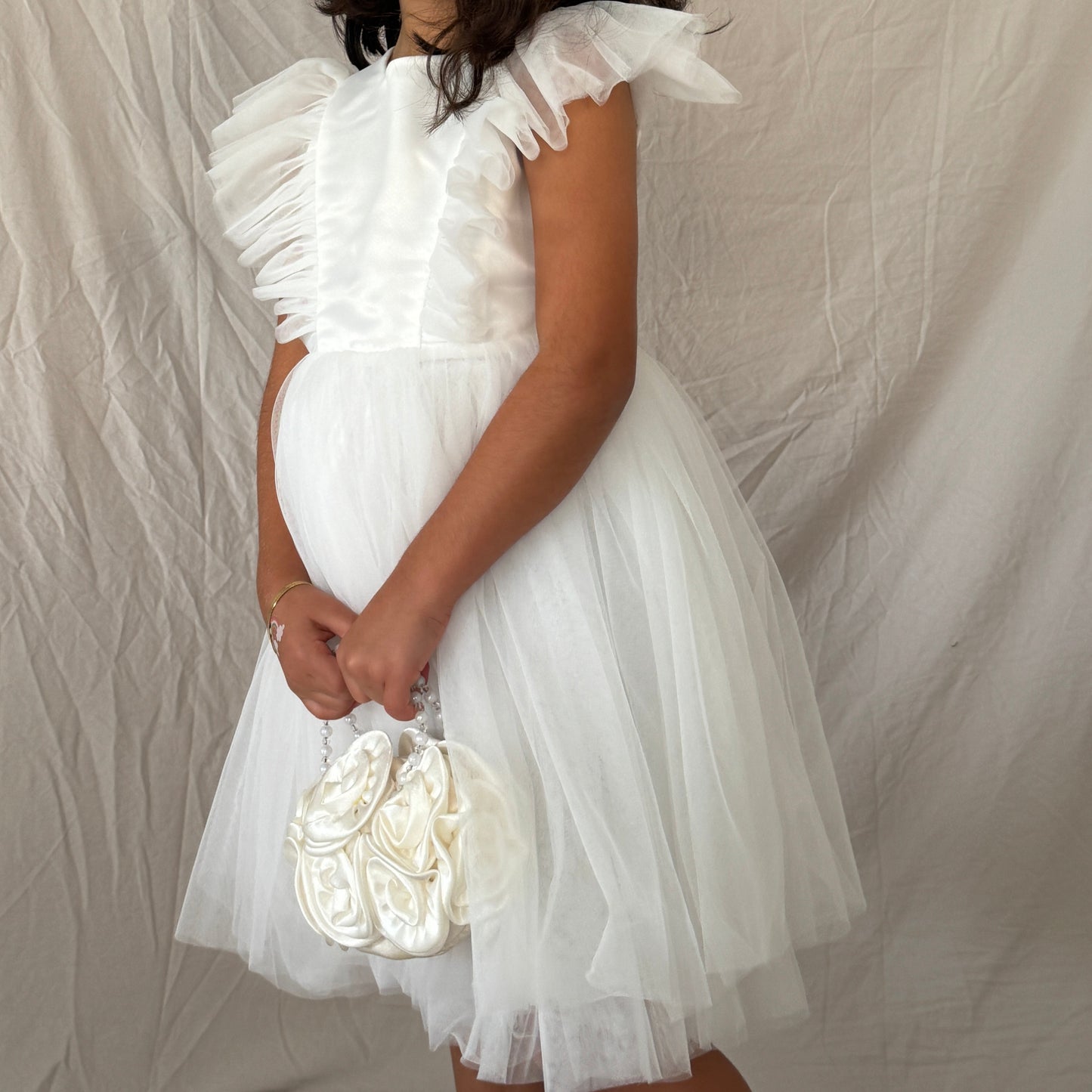White Swan Tulle Lace Back Dress
