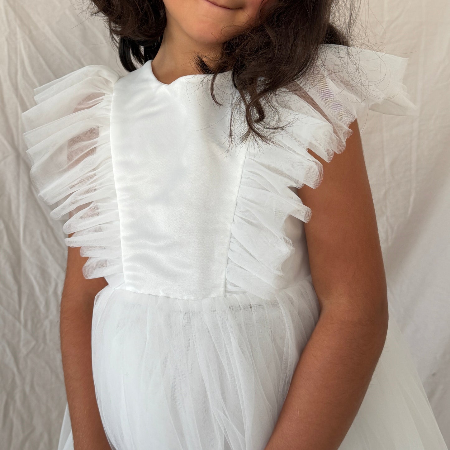 White Swan Tulle Lace Back Dress