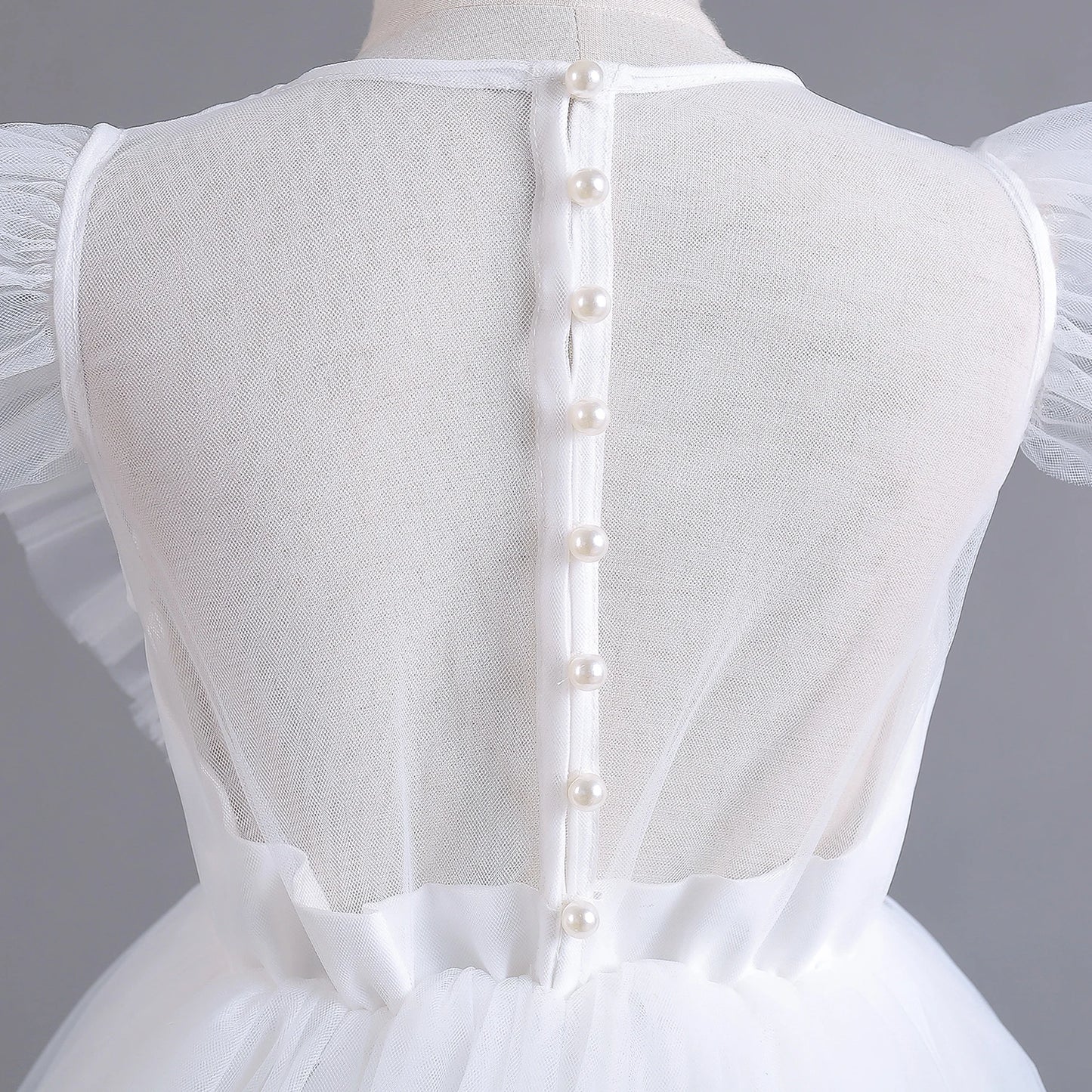 White Swan Tulle Lace Back Dress - mamasame