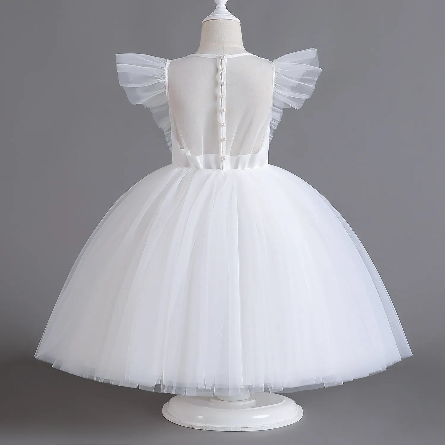 White Swan Tulle Lace Back Dress - mamasame