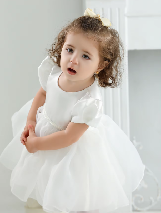 Charming Satin Princess Dress for Baby Girls - mamasame