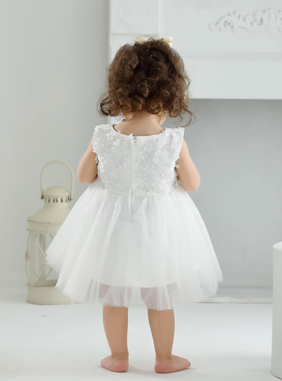 Elegant White Christening Dress for Baby Girls (12-18 Months) | Baptism & Birthday Gown - mamasame
