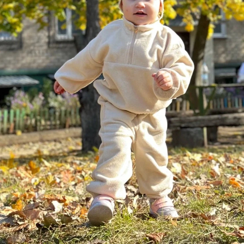 Kids Winter Fleece Set- Cream