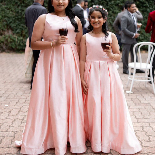 Silk A-Line Flower Girl Dress - Soft Coral