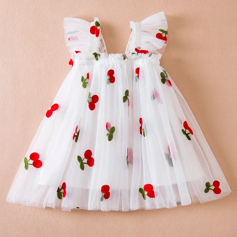 Charming Butterfly Girl Dress - White