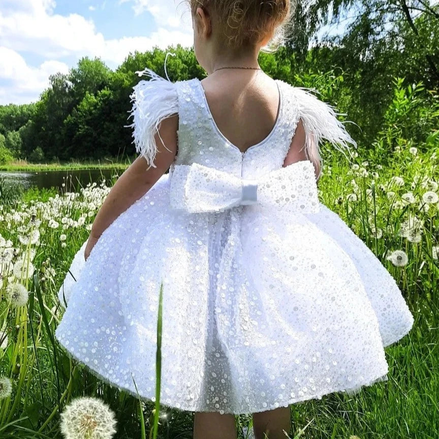 MisSparkles Flower Girl Dress - White