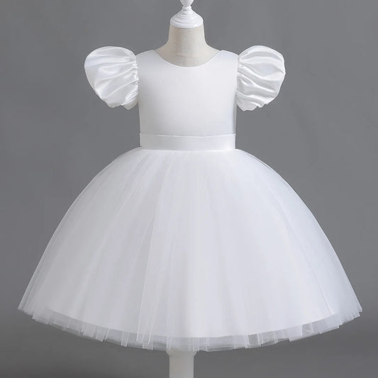 White Puff Sleeve Tulle Dress
