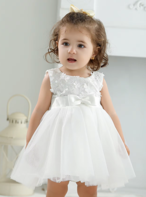 Elegant White Christening Dress for Baby Girls (12-18 Months) | Baptism & Birthday Gown